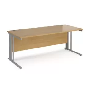 Office Desk 1800mm Rectangular Desk With Cable Managed Leg Oak Tops With Silver Frames Maestro 25