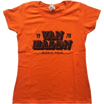 Van Halen - World Tour '78 Womens Large T-Shirt - Orange