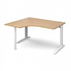 TR10 Left Hand Ergonomic Desk 1400mm - White Frame Oak Top