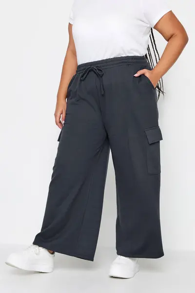 Yours Wide Leg Cargo Joggers Mid Navy