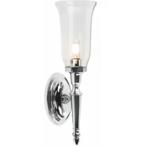 Loops - IP44 Wall Light Tall Clear Glass Shade LED Included Polished Chrome LED G9 3.5W