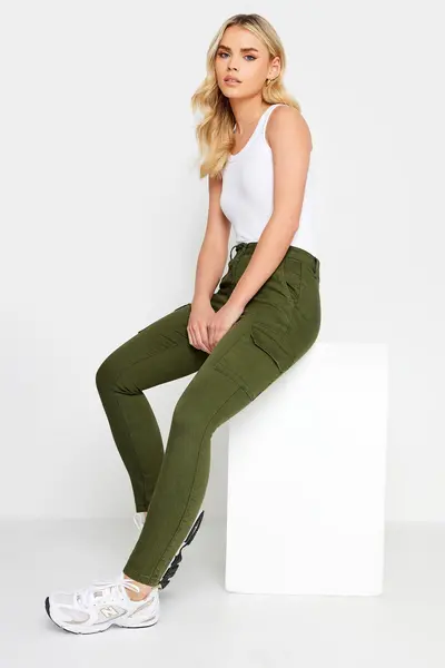 PixieGirl Petite Cargo Skinny Jeans Dark Green