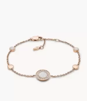 Fossil Women Halo Rose Gold-Tone Station Bracelet