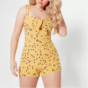 I Saw It First Polka Dot Tie Front Cami Playsuit - Yellow