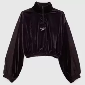 Reebok Velour Cropped Sweat In Purple