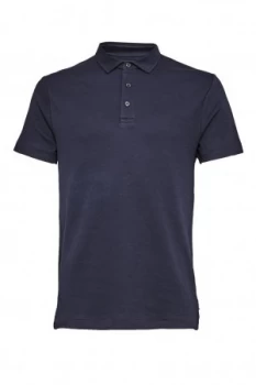 Mens French Connection Central Crepe Polo Shirt Blue