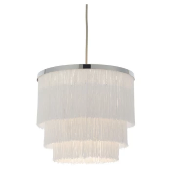 Merano Lighting - Merano Varese Pendant Ceiling Light Chrome Plate & White Tassels