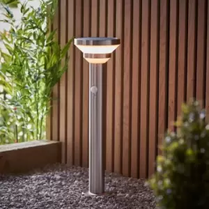 Vogue Leif 50cm Outdoor Solar PIR Floor Light Silver