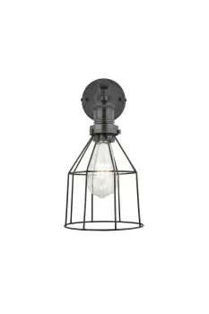 Brooklyn Wire Cage Wall Light, 6 Inch, Pewter, Cone, Pewter Holder