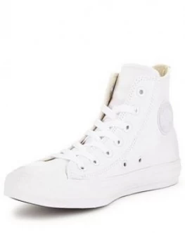 Converse Chuck Taylor All Star Leather Hi-Tops, White/White, Size 5.5, Women