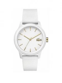 Lacoste Lacoste White and Gold Detail Dial White Silicone Strap Ladies Watch, One Colour, Women