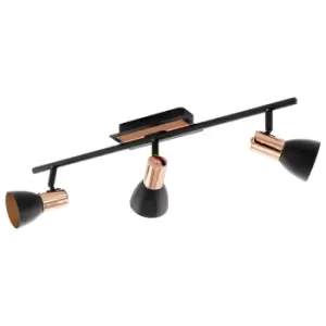 Flush Ceiling Light Colour Black Copper Shade Bulb GU10 3x3.3W Included