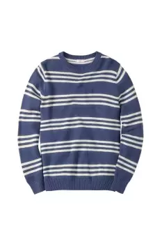 Textured Cotton Stripe Crew Neck Jumper