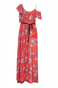 French Connection Kioa Drape Strappy Maxi Dress Red