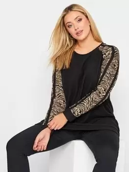 Yours Animal Print Detail Top, Black, Size 22-24, Women