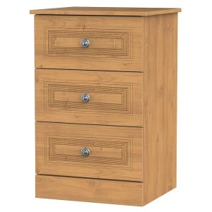 Robert Dyas Loxley Ready Assembled 3-Drawer Bedside Table -Oak