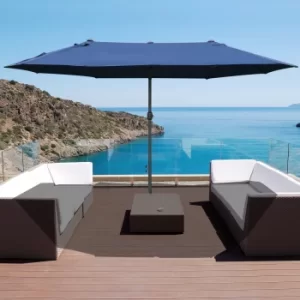 Outsunny 4.6m Garden Parasol Double-Sided Sun Umbrella Patio Market Shelter Canopy Shade Outdoor Dark Blue