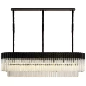 Luminosa Lighting - Luminosa Poland Ceiling Pendant Rectangle 7 Light E14, Matt Black, Clear Sculpted Glass, Item Weight: 28kg