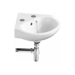 Sandringham 21 Wall Hung Corner Basin 480mm Wide - 2 Tap Hole - Armitage Shanks