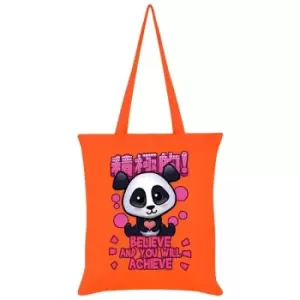 Handa Panda Believe And You Will Achieve Tote Bag (One Size) (Orange) - Orange