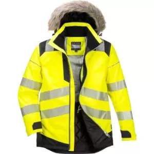 Oxford Weave 300D Class 3 PW3 Hi Vis Winter Parka Jacket Yellow / Black 2XL