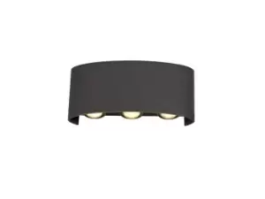 Leoni LED Up & Downward Lighting Wall Light, 6W, 3000K, Anthracite, 500lm, IP54