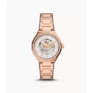 Fossil Womens Eevie Automatic Rose Gold-Tone Stainless Steel Watch - Rose Gold