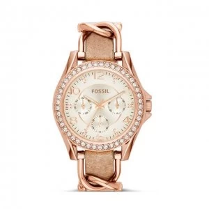 Fossil White And Brown 'Riley' Dress Watch - ES3466 - multicoloured