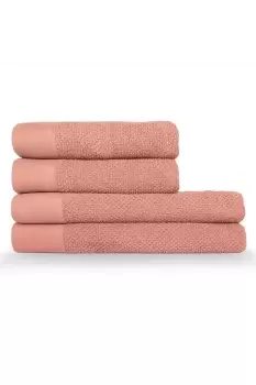 Textured Weave Oxford Panel Cotton 4 Piece Hand/Bath Towel Bale