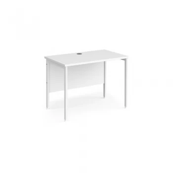 Office Desk 1000mm Rectangular Desk With H-Frame Leg White Tops With White Frames 600mm Depth Maestro 25