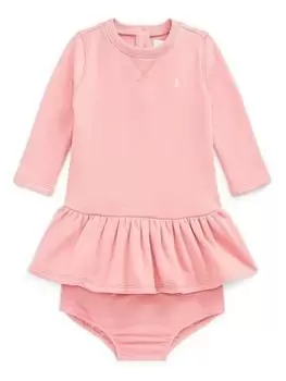 Ralph Lauren Baby Girls Long Sleeve Sweat Dress - Rose, Rose, Size 18 Months