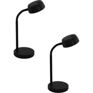 2 PACK Table Desk Lamp Colour Plain Black Rock er Switch Bulb LED 4.5W Included