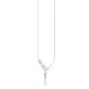 Sterling Silver White Zirconia Y-Shape Necklace KE2194-051-14-L45V