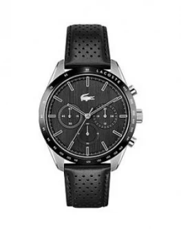 Lacoste Lacoste Boston Chronograph With Stainless Steel Dial And Black Leather Strap