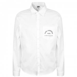 Karl Lagerfeld Boys Logo Skool Pocket Shirt - Blanc