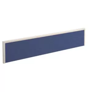 Straight fabric desktop screen 1800mm x 380mm - blue fabric with white aluminium frame