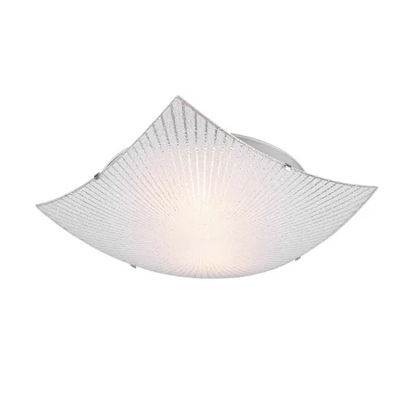 Elisa Modern 2 Light Patterned Glass Flush Ceiling Light Chrome