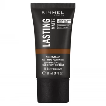 Rimmel London Lasting Matte Foundation 30ml (Various Shades) - #6F5754\605 Deep Chocolate