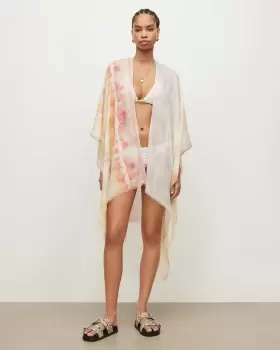 AllSaints Marea Tie Dye Print Ruana Cover Up