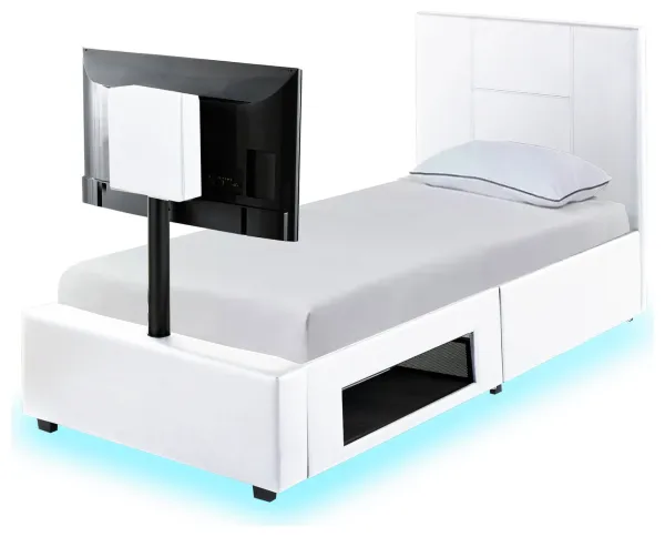 X Rocker Living Ava Single TV and Gaming Bed Frame - White