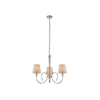 Interiors 1900 Lighting - Interiors Fabia - 3 Light Multi Arm Shade Pendant Polished Nickel Plate, Marble Silk, E14