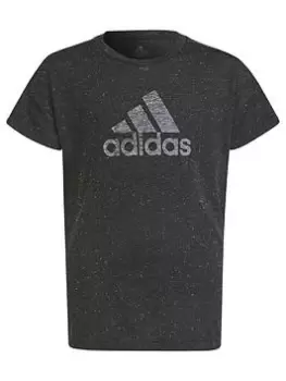 adidas Future Icons Junior Girls Badge Of Sport Short Sleeve T-Shirt - Black, Size 8-9 Years, Women