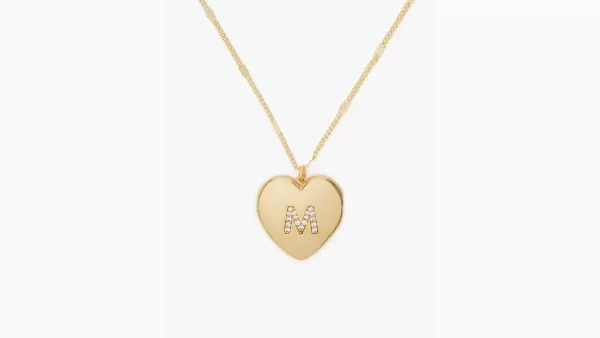 M Heart Letter Locket Necklace