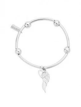 Chlobo Sterling Silver Noodle Ball Open Heart and Angel Wing Bracelet