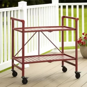 Intellifit Folding Serving Cart with 2 Slatted Shelves Red, red