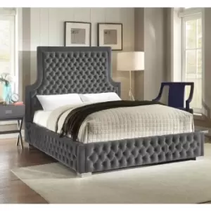 Envisage Trade - Yanis Upholstered Beds - Plush Velvet, Small Double Size Frame, Grey - Grey