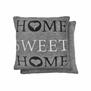 Emma Barclay Home Sweet Home Jacquard Cushion (Pair) Cover In Silver