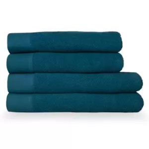 Textured Weave 4 Piece Bath Towel/Sheet Towel Set Blue