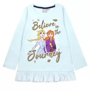 Frozen II Girls Believe In The Journey Frill Long-Sleeved T-Shirt (7-8 Years) (Ice Blue)