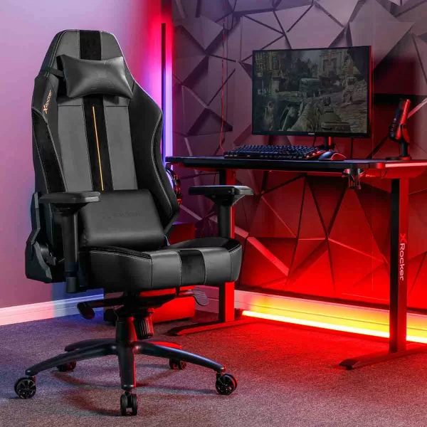 X Rocker Onyx Ergonomic PC Gaming Chair - Black & Gold